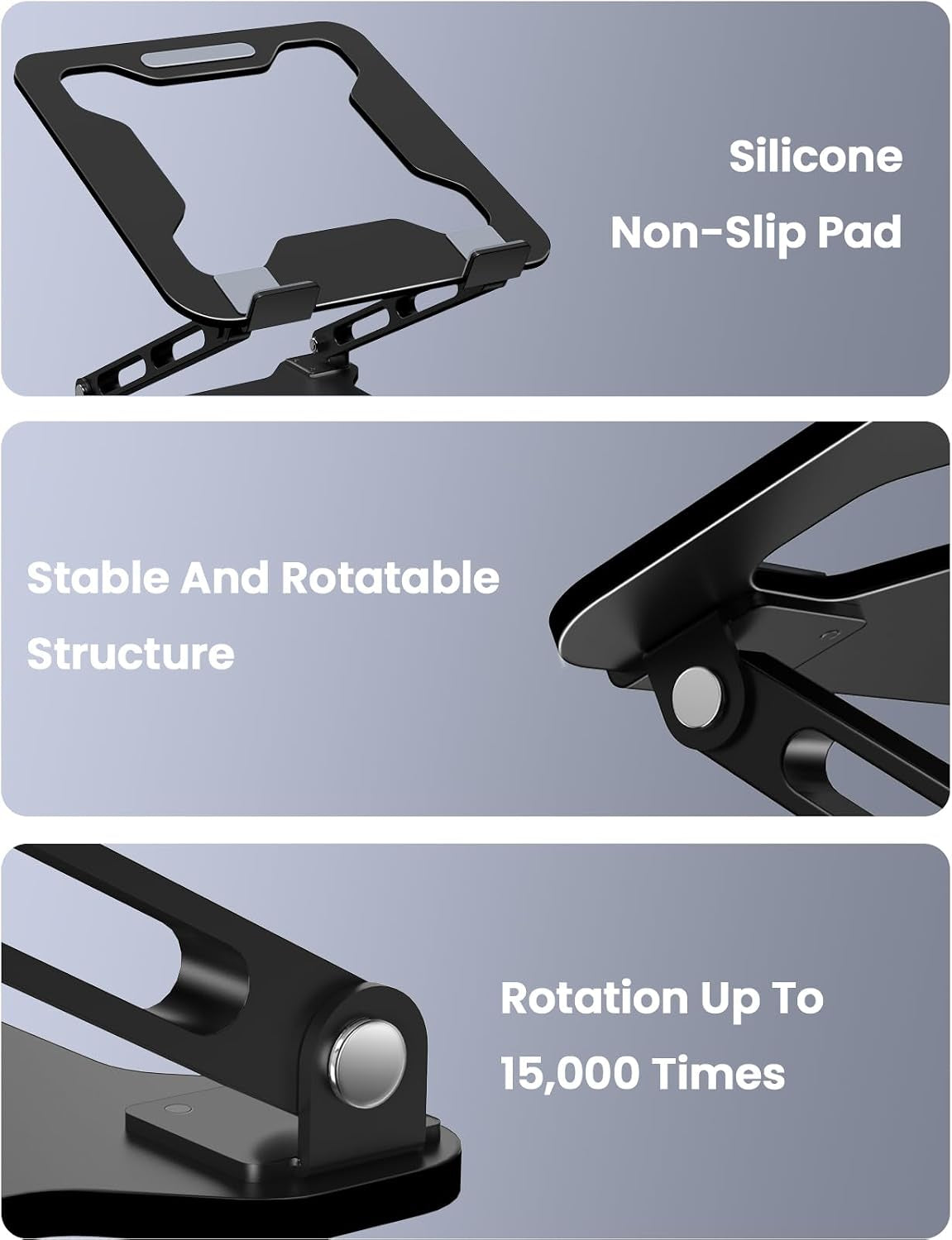 Adjustable Laptop Stand for Desk, Portable Airflow Laptop Riser Holder | Metal, Foldable, Ergonomic, Computer Notebook Stand Perfect for Home Desk, Office, Coffee Shops, Travel, 10-15.6" Laptops