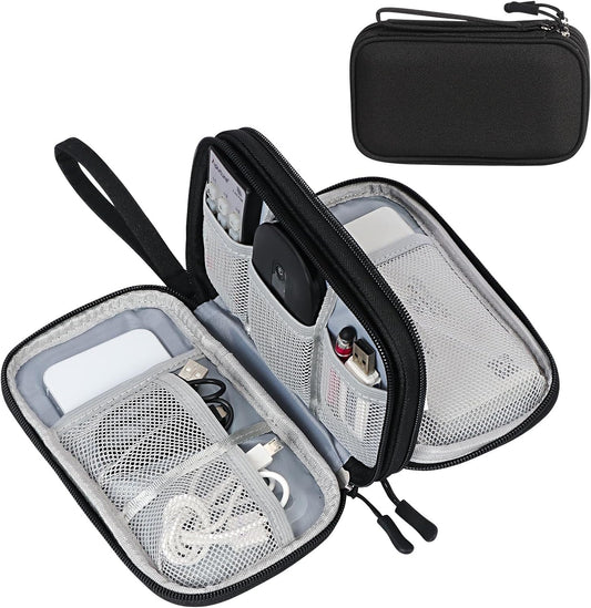 Electronic Organizer, Travel Cable Organizer Bag Pouch Electronic Accessories Carry Case Portable Waterproof Double Layers Storage Bag for Cable, Cord, Charger, Phone, Earphone, Medium, Black | Wrist Strap, Waterproof, Double Layers Portable Electronics Travel Carrying Case for Cord, Charger, Daily Business Trips Use