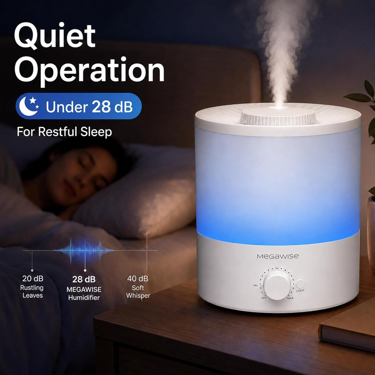 Ultrasonic Cool Mist Humidifier SK7620 - 1.5L Capacity, Whisper-Quiet Operation, Adjustable Mist Output, Auto Shut-Off - Ideal for Home, Office, Baby Room, and Bedroom