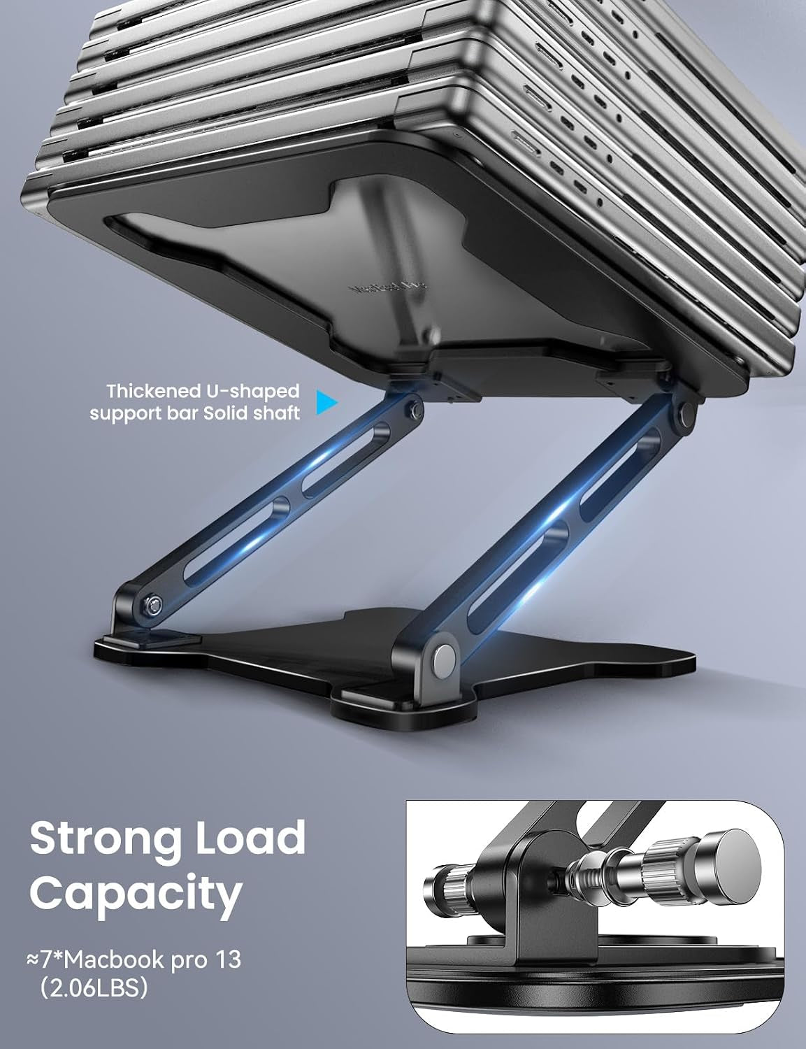 Adjustable Laptop Stand for Desk, Portable Airflow Laptop Riser Holder | Metal, Foldable, Ergonomic, Computer Notebook Stand Perfect for Home Desk, Office, Coffee Shops, Travel, 10-15.6" Laptops
