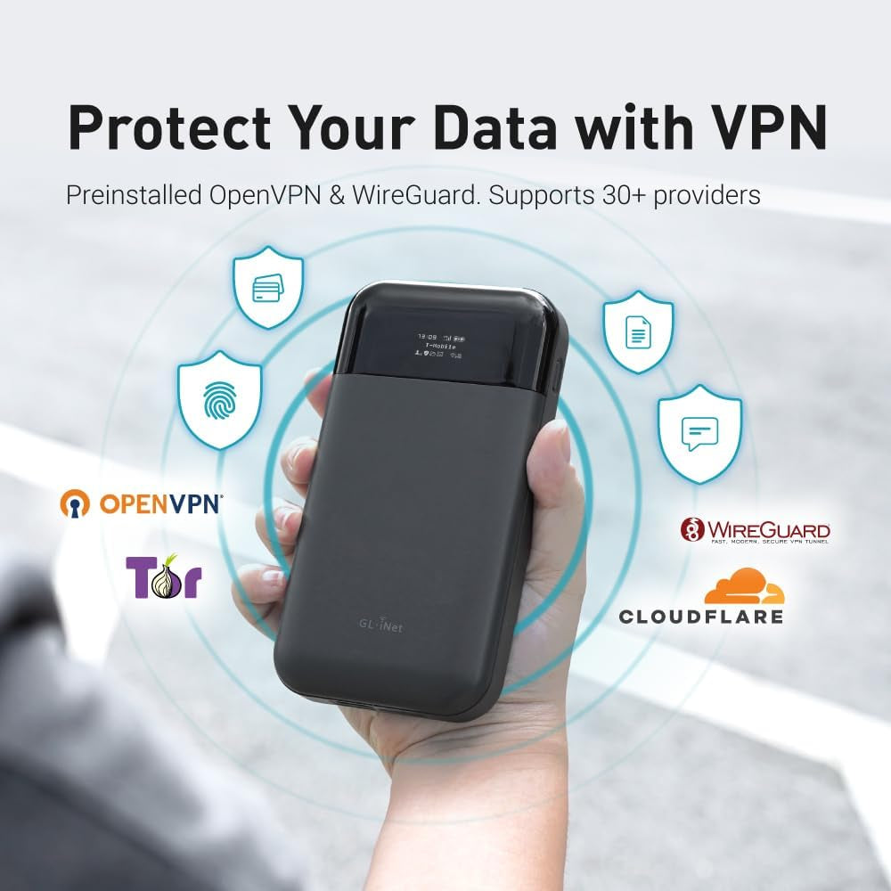 GL-E750V2 (MUDI) 4G LTE Portable Wi-Fi Hotspot for Travel | Mobile Hotspot Device, Openwrt, Openvpn, Wireguard, 7000Mah, Global Version