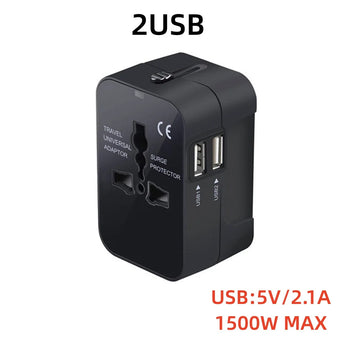 Universal Travel AC Power Adapter with Dual USB Ports EU US UK AU Outlet Converter Socket Plug Global Conversion Charger