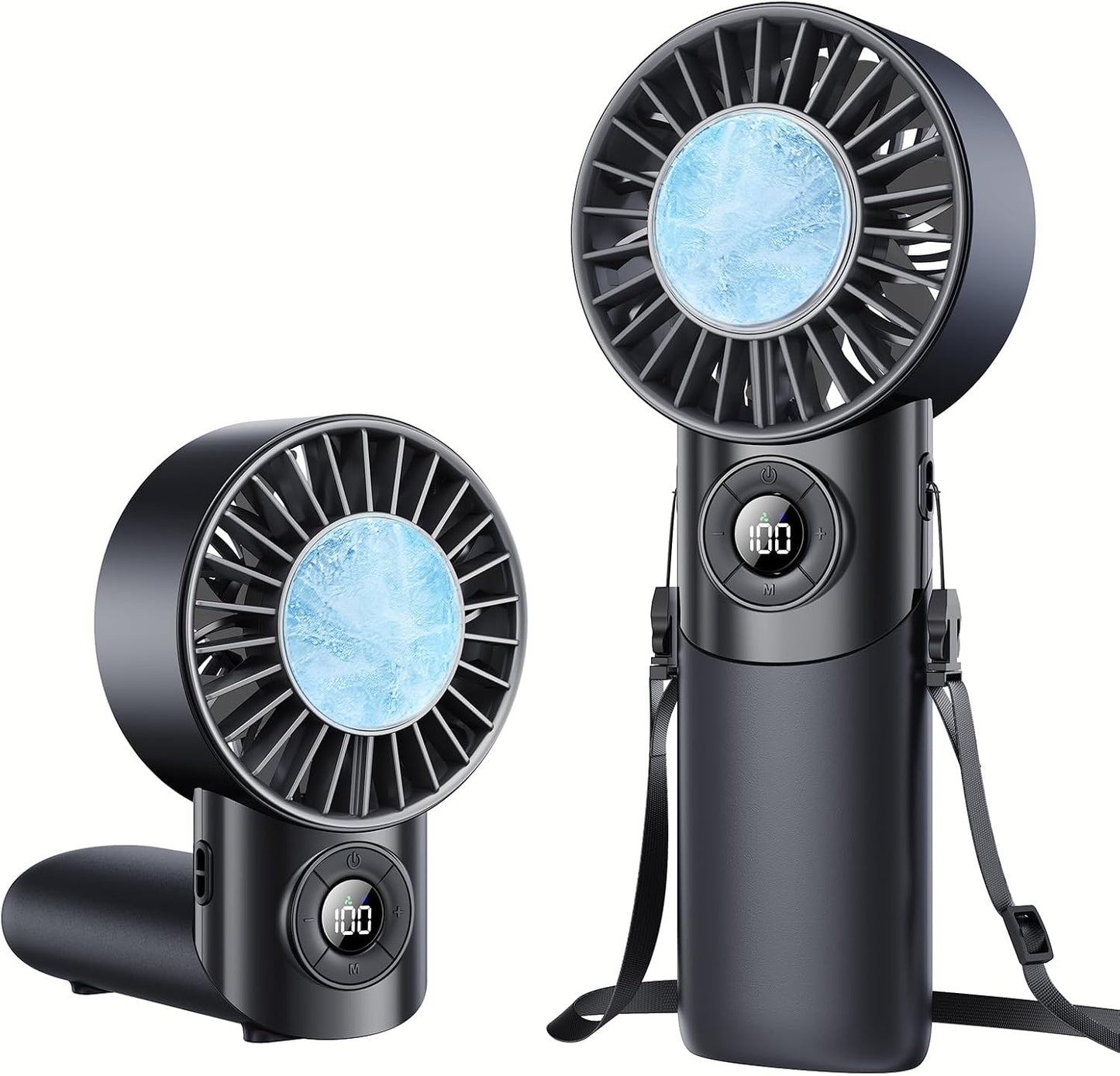 Portable Handheld Fan with Semiconductor Ice Cooling, 5 Seconds Cool down | 4000Mah Handheld Fan/Table Fan/Neck Fan 3 in 1, Rechargeable 10500 RPM Turbo Cooling Fan for Outdoor,Office,Camping,Travel