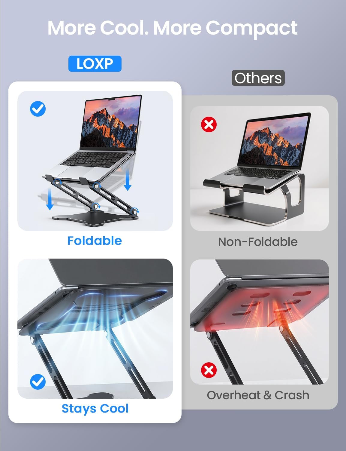 Adjustable Laptop Stand for Desk, Portable Airflow Laptop Riser Holder | Metal, Foldable, Ergonomic, Computer Notebook Stand Perfect for Home Desk, Office, Coffee Shops, Travel, 10-15.6" Laptops
