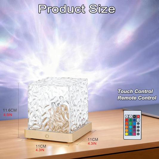 Ocean Wave Projector Light, 16-Color Changing Luminorthe Cube Lamp with 3D Rotating Dynamic Water Ripple Light, Northern Lights Projector Romantic Ambient Lighting for Bedroom Classroom