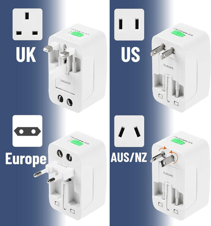 Bates- Universal Adapter for Travel, Compact International Power Adapter for USA, EU, UK, Australia, and India Outlets, All in One