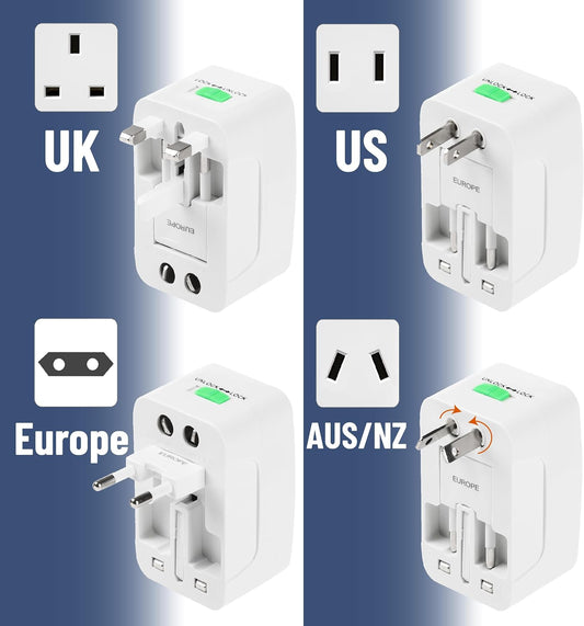 Bates- Universal Adapter for Travel, Compact International Power Adapter for USA, EU, UK, Australia, and India Outlets, All in One