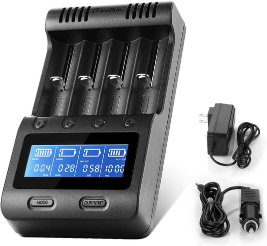 C4 LCD Display Speedy Universal Smart Battery Charger,Battery Capacity Analyzer for Rechargeable Batteries, Aa Battery Charger, 18650 Battery Charger